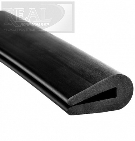 CÓD 000360/2 PERFIL TIPO U ESP 12 X ALT 20 X CANAL 5 X PAREDE 3,5 MM BORRACHA PRETO
